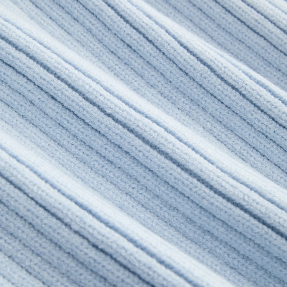 Light Blue Ribbed Zip-Up Sweater - Picture 9 of 11